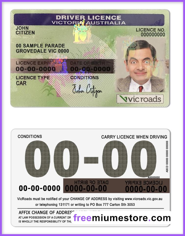 Australia-Victoria Driver license PSD Template